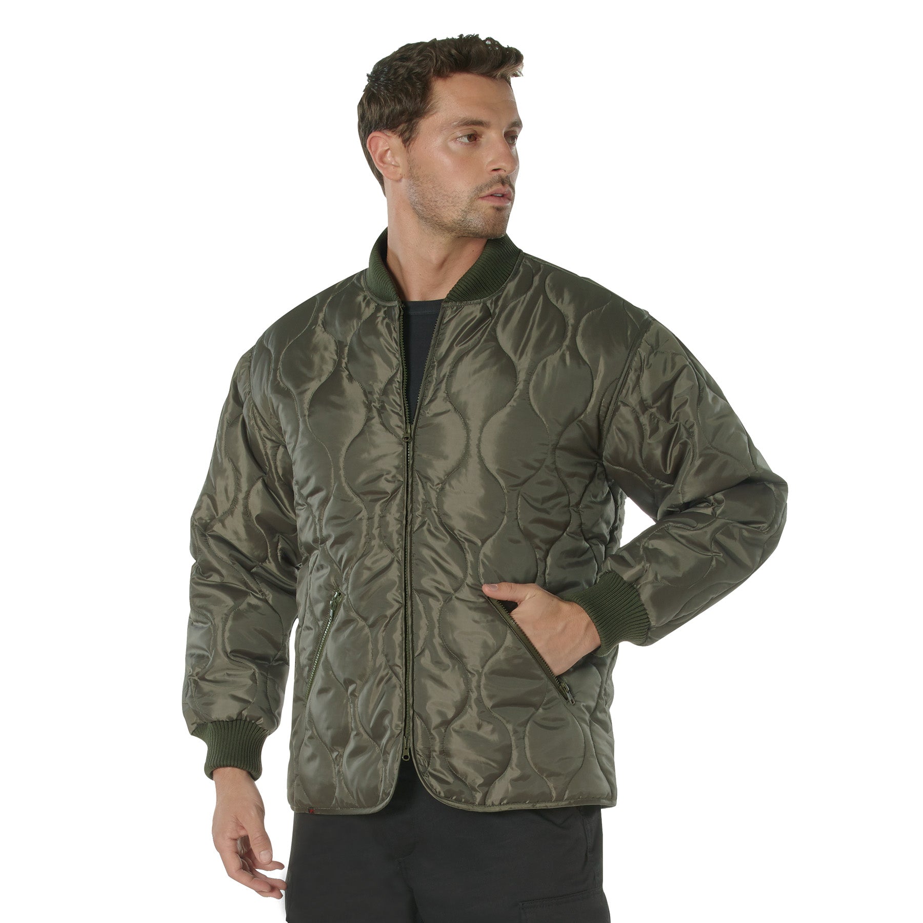 Rothco Concealed Carry Quilted Woobie Jacket in Olive Drab Size M