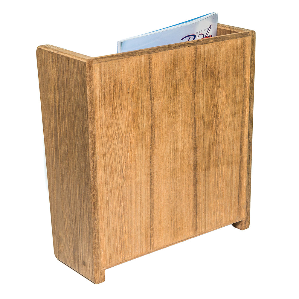 Whitecap Teak Grate Front Magazine Rack with Wall Mount for Easy Organization