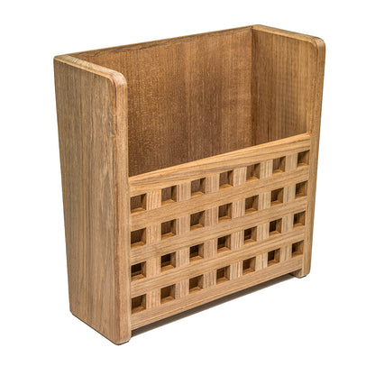 Whitecap Teak Grate Front Magazine Rack with Wall Mount for Easy Organization