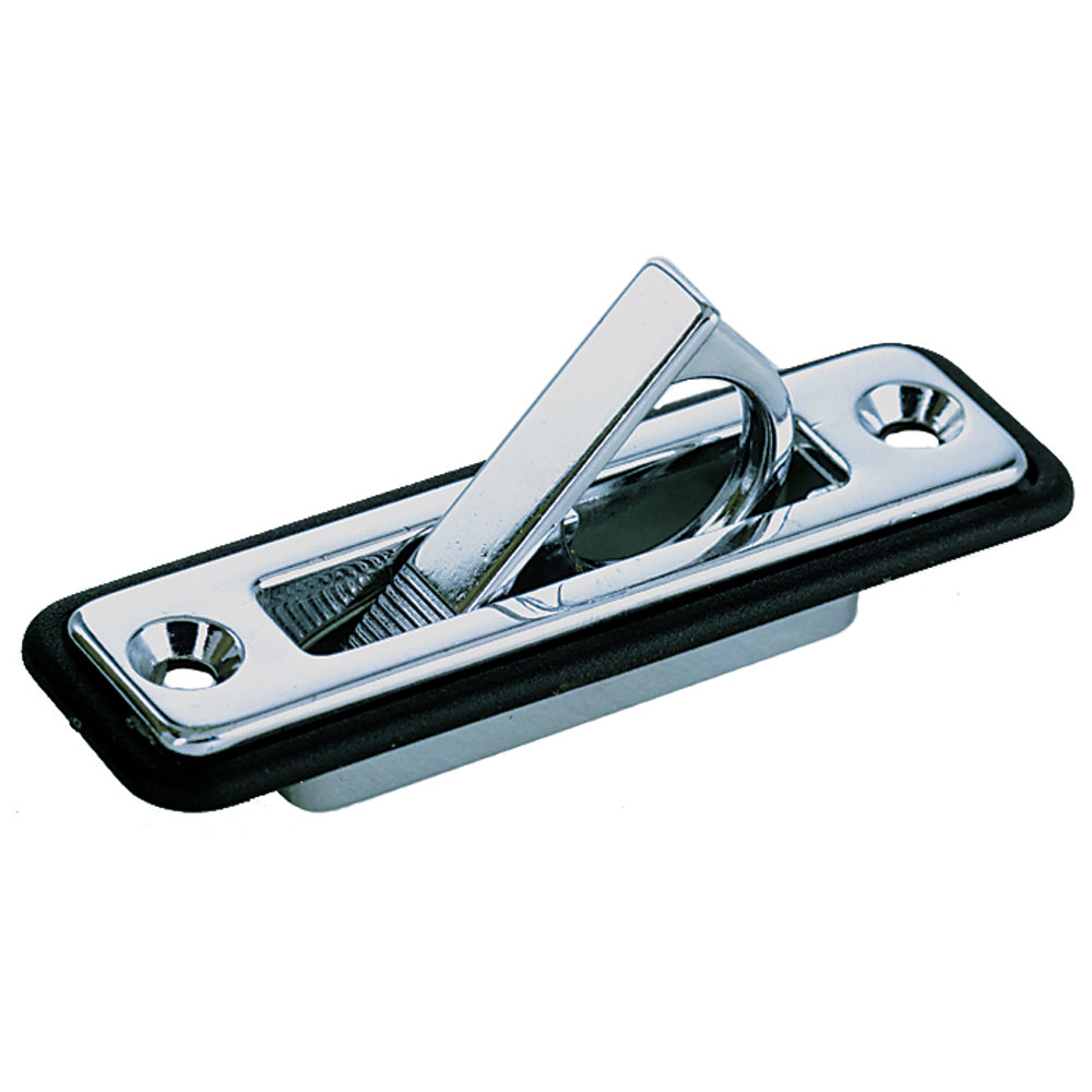 Perko Spring Loaded Flush Pull - Chrome Plated Zinc with Black Polymer Flange, Part 1221DP0CHR