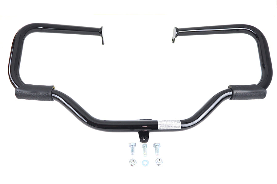 OE Gloss Black Front Engine Bar with Footpeg Pads for Harley Davidson FLT Models