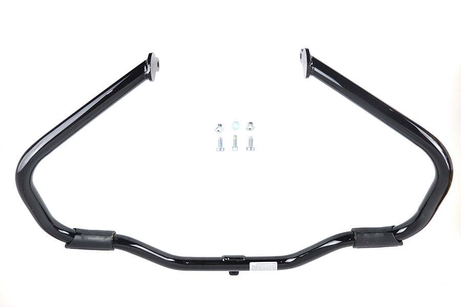 OE Gloss Black Front Engine Bar with Footpeg Pads for Harley Davidson FLT Models