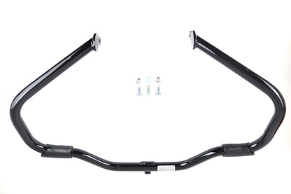 OE Gloss Black Front Engine Bar with Footpeg Pads for Harley Davidson FLT Models