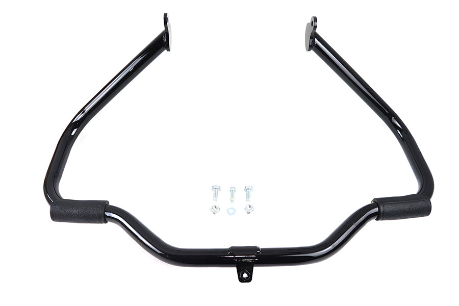 OE Gloss Black Front Engine Bar with Footpeg Pads for Harley Davidson FLT Models