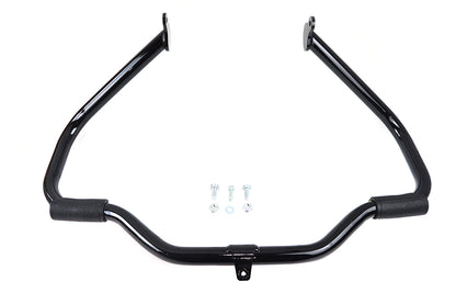 OE Gloss Black Front Engine Bar with Footpeg Pads for Harley Davidson FLT Models