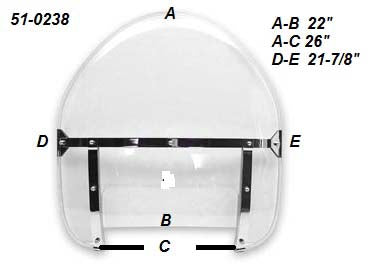 V-Twin Replica Assembled Clear Windshield for Harley Davidson FL Models (1949-1958)