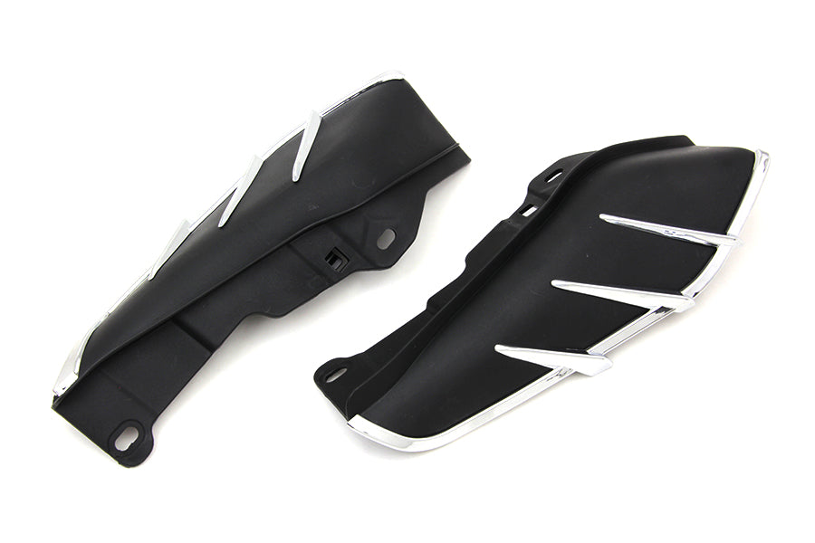 V-Twin Black Windshield Deflector Set with Chrome Trim for Harley Davidson FLT Models