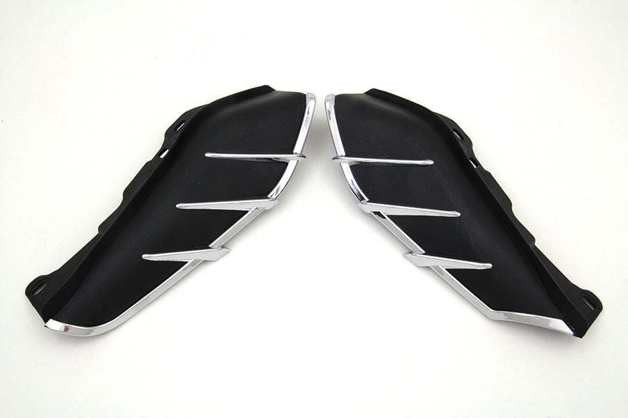 V-Twin Black Windshield Deflector Set with Chrome Trim for Harley Davidson FLT Models