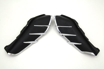 V-Twin Black Windshield Deflector Set with Chrome Trim for Harley Davidson FLT Models