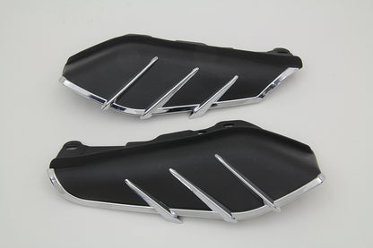 V-Twin Black Windshield Deflector Set with Chrome Trim for Harley Davidson FLT Models