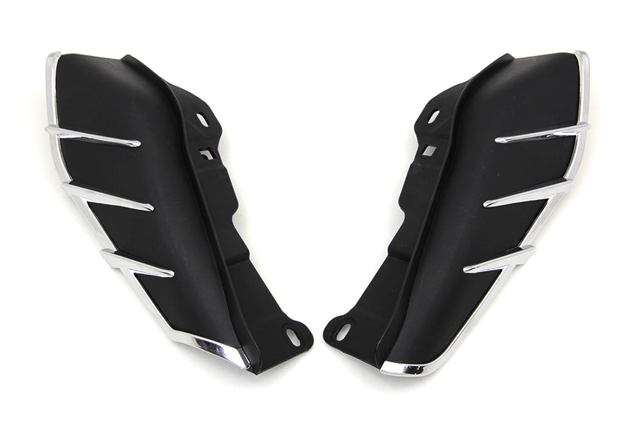 V-Twin Black Windshield Deflector Set with Chrome Trim for Harley Davidson FLT Models