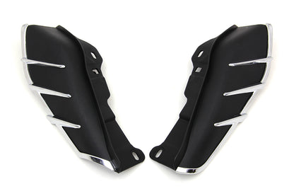 V-Twin Black Windshield Deflector Set with Chrome Trim for Harley Davidson FLT Models