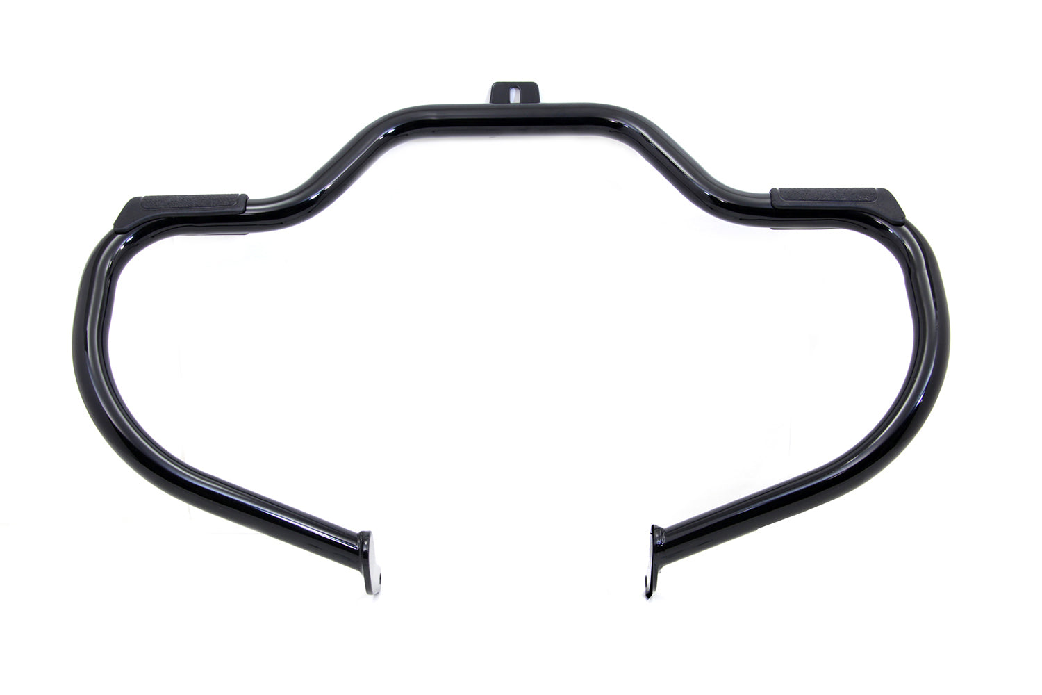 V-Twin Black Front Engine Bar with Footpeg Pads for Harley Davidson FLST (Part #14-030BK)