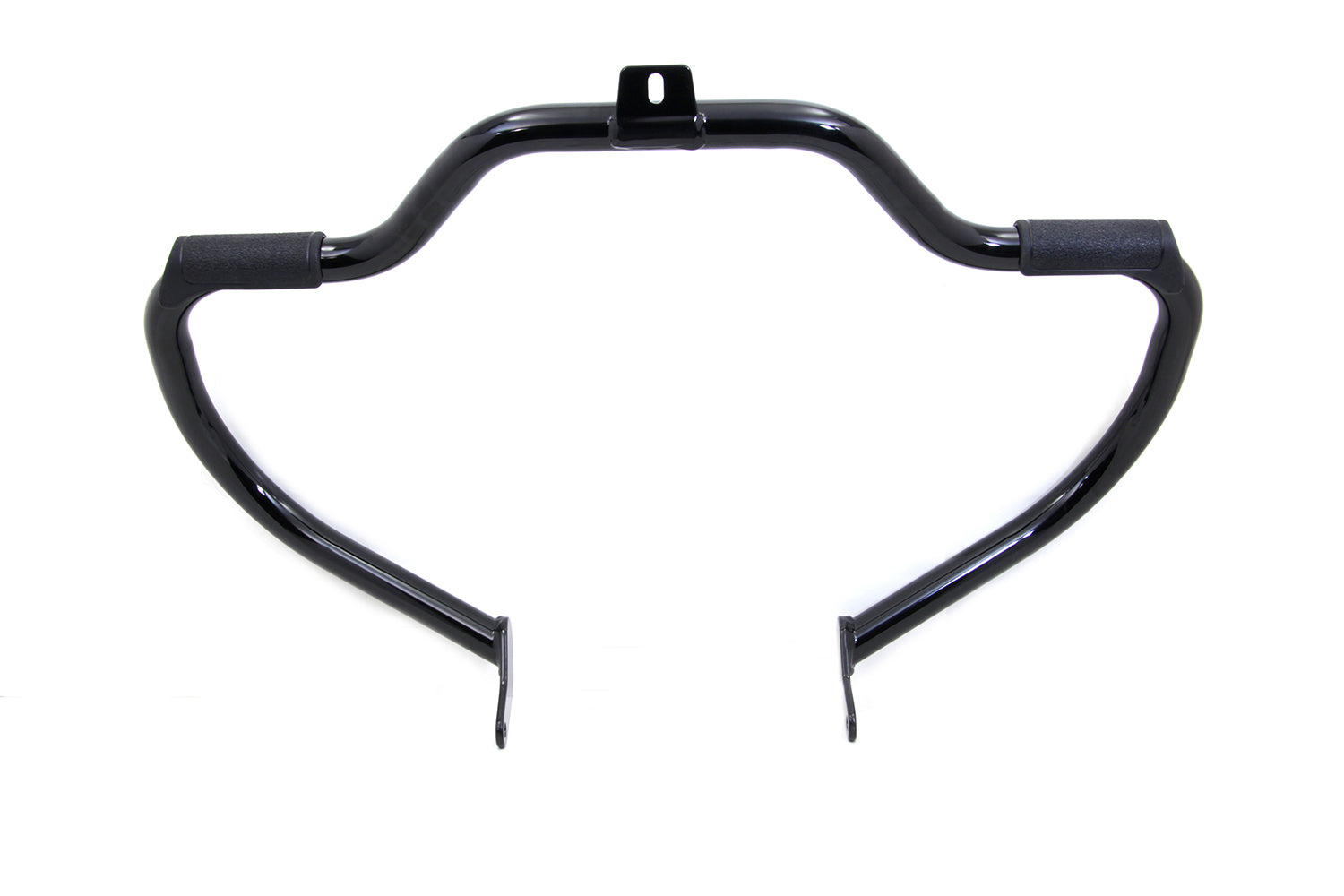 V-Twin Black Front Engine Bar with Footpeg Pads for Harley Davidson FLST (Part #14-030BK)