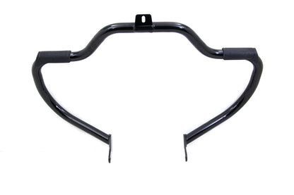 V-Twin Black Front Engine Bar with Footpeg Pads for Harley Davidson FLST (Part #14-030BK)