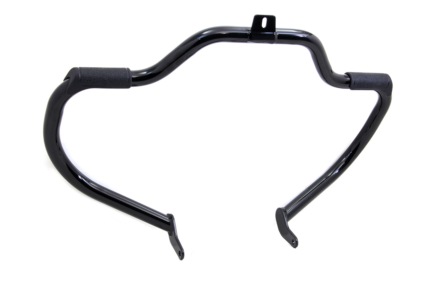 V-Twin Black Front Engine Bar with Footpeg Pads for Harley Davidson FLST (Part #14-030BK)