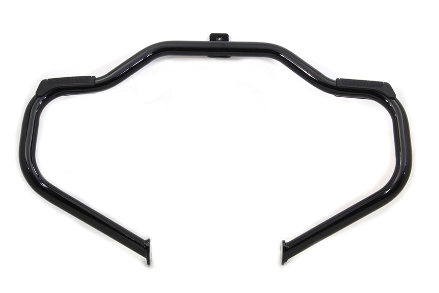 V-Twin Black Front Engine Bar with Footpeg Pads for Harley Davidson FLT Models