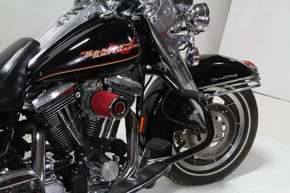 V-Twin Black Front Engine Bar with Footpeg Pads for Harley Davidson FLT Models