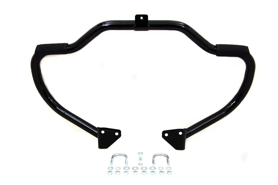 V-Twin Black Front Engine Bar with Footpeg Pads for Harley Davidson FXD Models