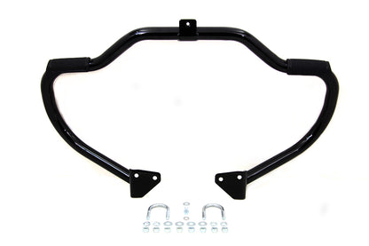 V-Twin Black Front Engine Bar with Footpeg Pads for Harley Davidson FXD Models