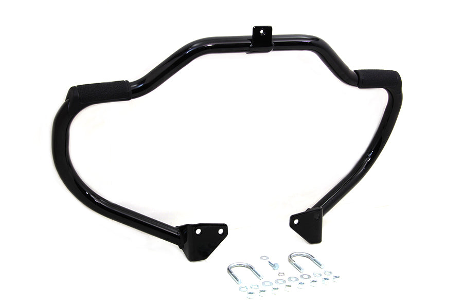 V-Twin Black Front Engine Bar with Footpeg Pads for Harley Davidson FXD Models