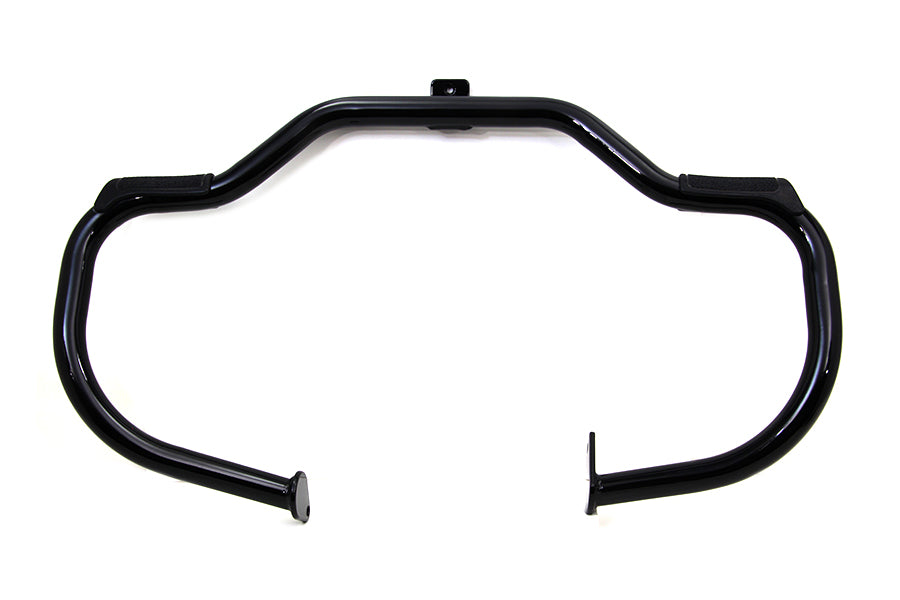 V-Twin Black Front Engine Bar with Footpeg Pads for Harley Davidson FLST (1986-1995)