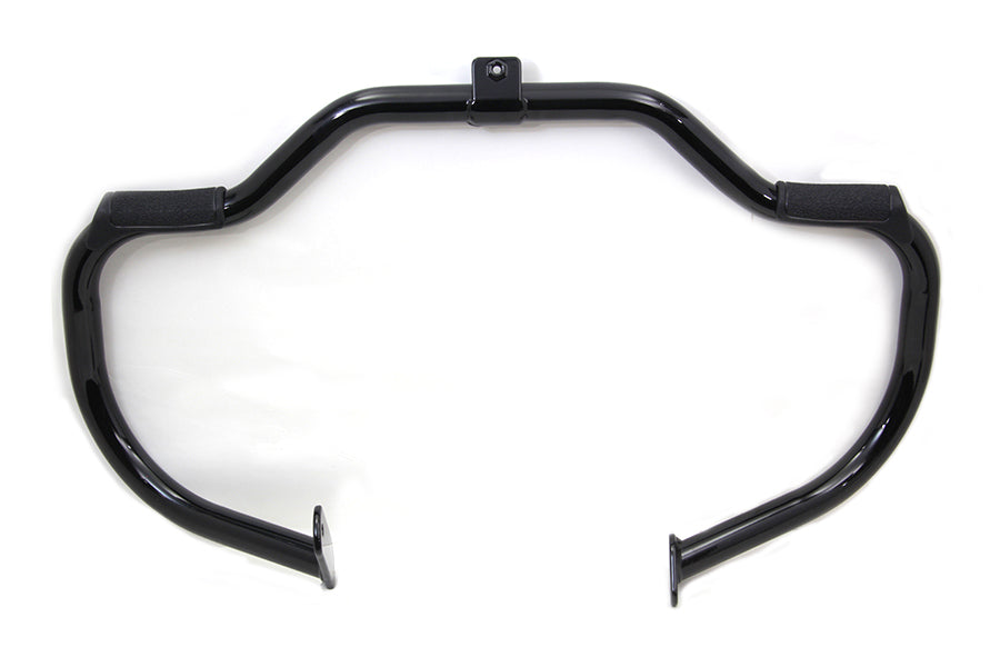 V-Twin Black Front Engine Bar with Footpeg Pads for Harley Davidson FLST (1986-1995)