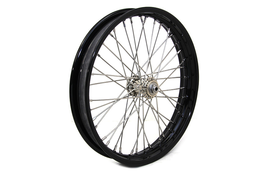 V-Twin 18 Inch x 2.15 Inch WR Front Spool Wheel Black for Harley Davidson WR