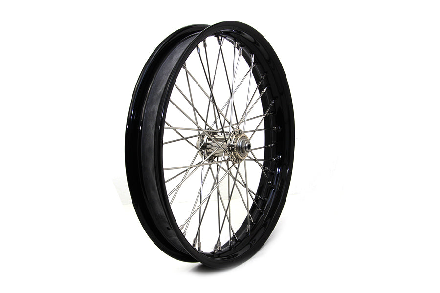 V-Twin 18 Inch x 2.15 Inch WR Front Spool Wheel Black for Harley Davidson WR