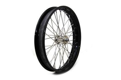 V-Twin 18 Inch x 2.15 Inch WR Front Spool Wheel Black for Harley Davidson WR