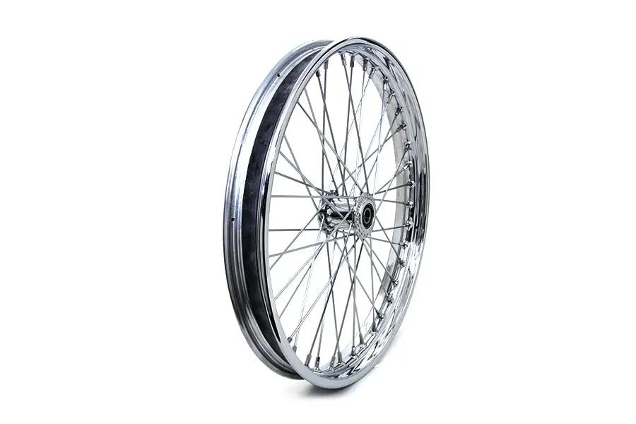 V-Twin 21 Inch x 1.85 Inch Front Spool Wheel - Chrome Finish for Harley Davidson Bikes by V-Twin