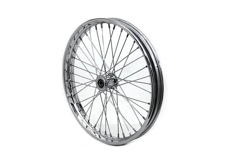 V-Twin 21 Inch x 1.85 Inch Front Spool Wheel - Chrome Finish for Harley Davidson Bikes by V-Twin