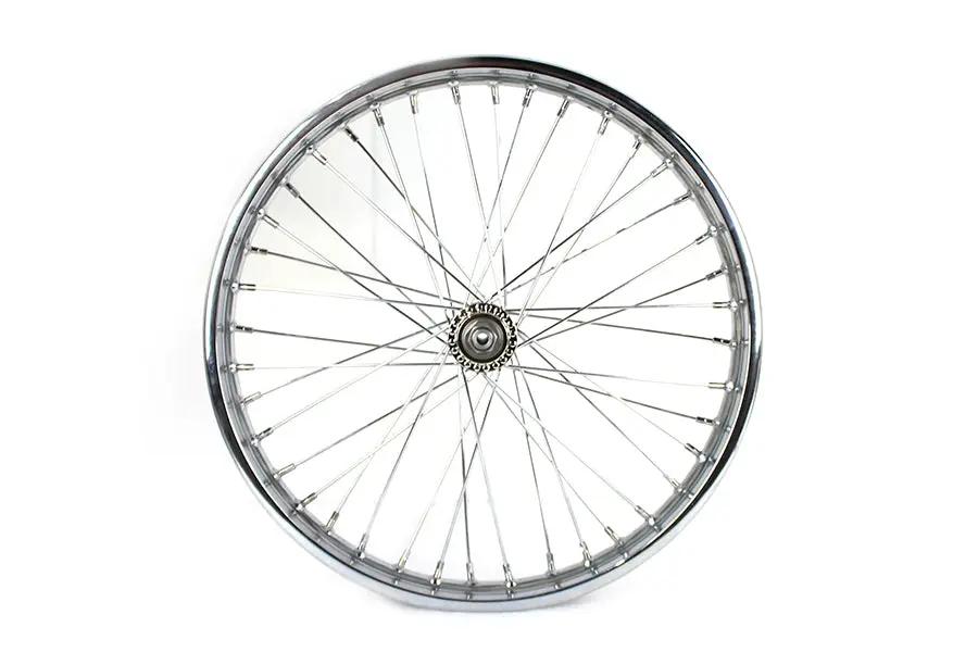 V-Twin Tourist Trophy 21 Inch x 1.85 Inch Spool Front Wheel with Chrome Spacers and Axle Compatibility by V-Twin