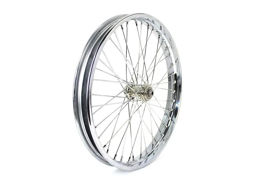 V-Twin Tourist Trophy 21 Inch x 1.85 Inch Spool Front Wheel with Chrome Spacers and Axle Compatibility by V-Twin