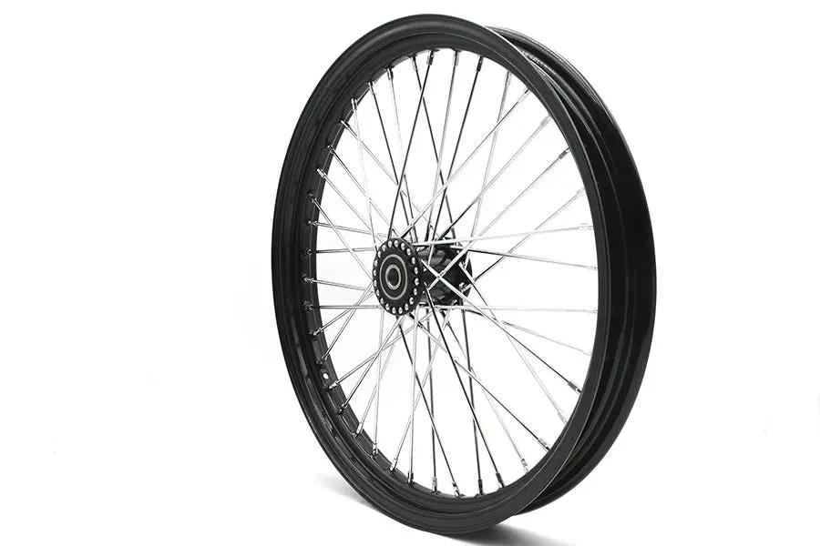 V-Twin 21 inch x 2.15 inch Front Spool Wheel Black - Show-Only Design, No Brake Rotor Flange by V-Twin