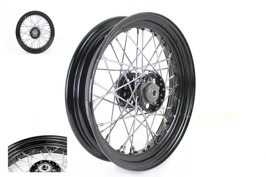V-Twin 16 Inch x 3.00 Inch KH Type Star Hub Wheel Black for Harley Davidson FL (1948-1957) by V-Twin