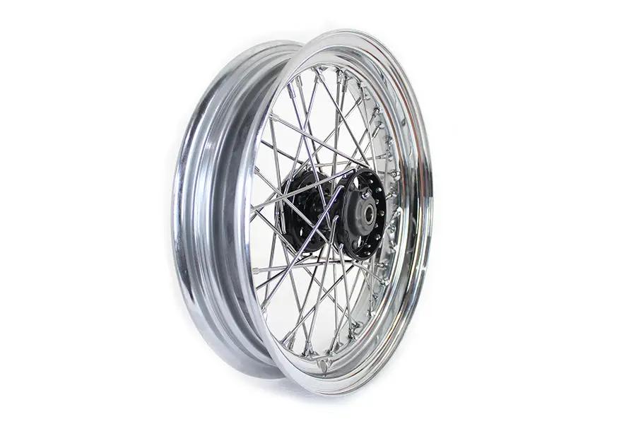 V-Twin 16 Inch x 3.00 Inch KH Type Star Hub Wheel Black for Harley-Davidson FL 1948-1957 by V-Twin