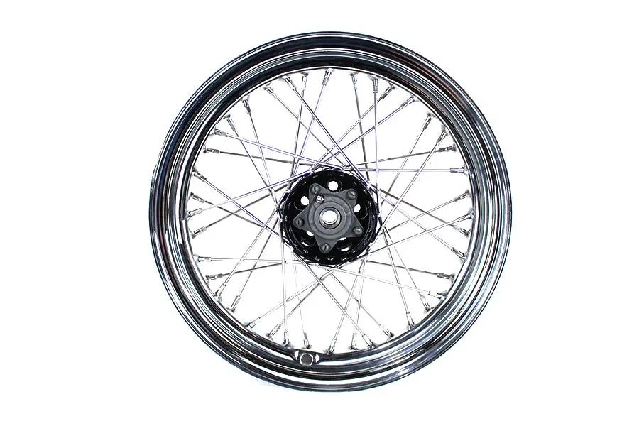 V-Twin 16 Inch x 3.00 Inch KH Type Star Hub Wheel Black for Harley-Davidson FL 1948-1957 by V-Twin