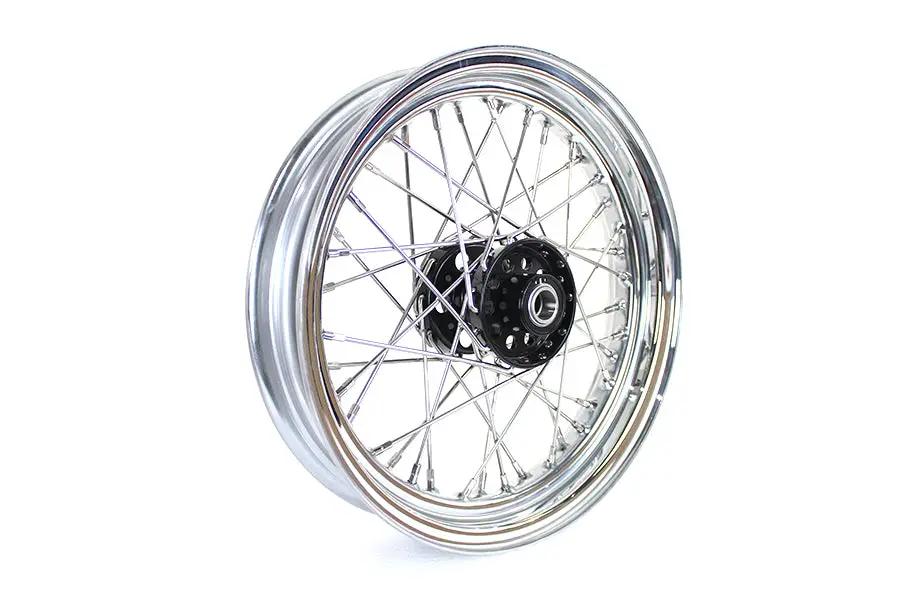 V-Twin 16 Inch x 3.00 Inch KH Type Star Hub Wheel Black for Harley-Davidson FL 1948-1957 by V-Twin