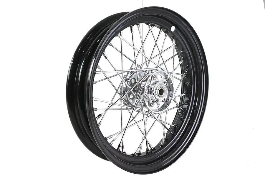 V-Twin 16 inch x 3.00 inch Replica KH Hub Wheel Black - Fits Harley Davidson EL 1936-1945 by V-Twin