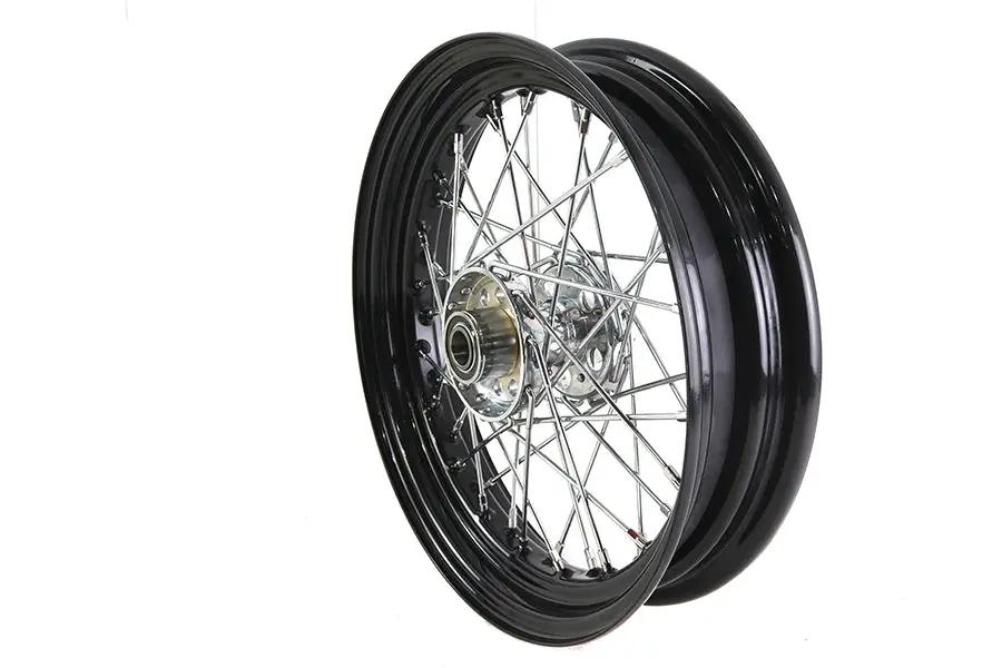 V-Twin 16 inch x 3.00 inch Replica KH Hub Wheel Black - Fits Harley Davidson EL 1936-1945 by V-Twin