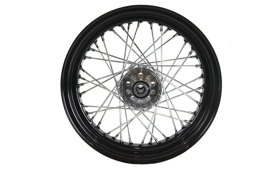 V-Twin 16 inch x 3.00 inch Replica KH Hub Wheel Black - Fits Harley Davidson EL 1936-1945 by V-Twin