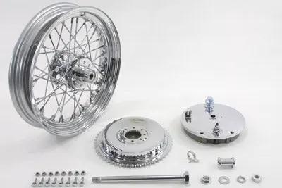 V-Twin 16 Inch x 3.00 Inch Chrome Wheel and Brake Drum Assembly for Harley Davidson XL Models by V-Twin