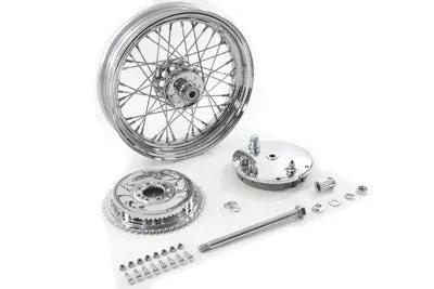 V-Twin 16 Inch x 3.00 Inch Chrome Wheel and Brake Drum Assembly for Harley Davidson XL Models by V-Twin