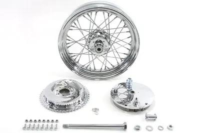V-Twin 16 Inch x 3.00 Inch Chrome Wheel and Brake Drum Assembly for Harley Davidson XL Models by V-Twin