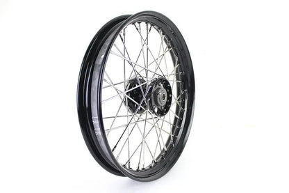 V-Twin 18 Inch x 2.15 Inch KH Type Front or Rear Wheel with Black Star Hub and Polished Stainless Steel Spokes by V-Twin