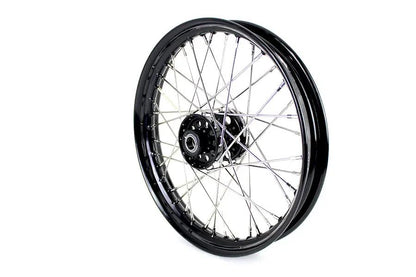 V-Twin 18 Inch x 2.15 Inch KH Type Front or Rear Wheel with Black Star Hub and Polished Stainless Steel Spokes by V-Twin