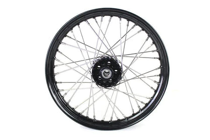 V-Twin 18 Inch x 2.15 Inch KH Type Front or Rear Wheel with Black Star Hub and Polished Stainless Steel Spokes by V-Twin