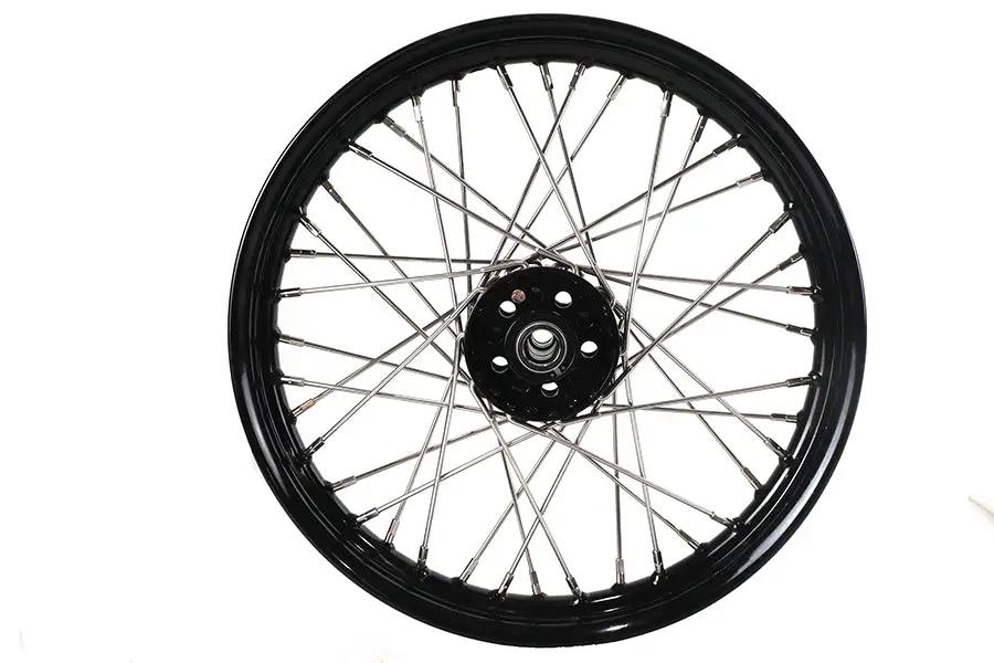 V-Twin 61064 18 Inch x 2.15 Inch KH Type Front or Rear Wheel with Black Star Hub and Polished Stainless Steel Spokes by V-Twin