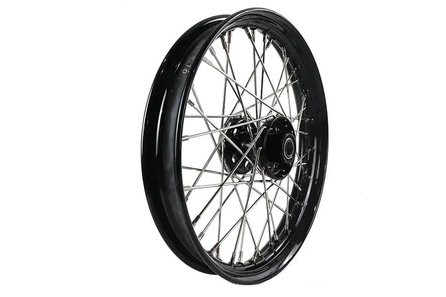 V-Twin 61064 18 Inch x 2.15 Inch KH Type Front or Rear Wheel with Black Star Hub and Polished Stainless Steel Spokes by V-Twin